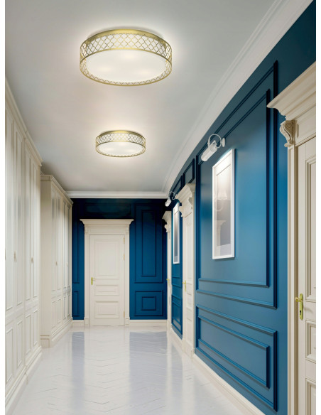 Lampa sufitowa Cavalli Old Gold - elegancka plafoniera z metalowym kloszem i złotą kratką do nowoczesnych wnętrz