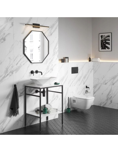 Elegancka lampa ścienna LED LINEA 5W do łazienki - czarna belka IP44, energooszczędna, nowoczesny design.