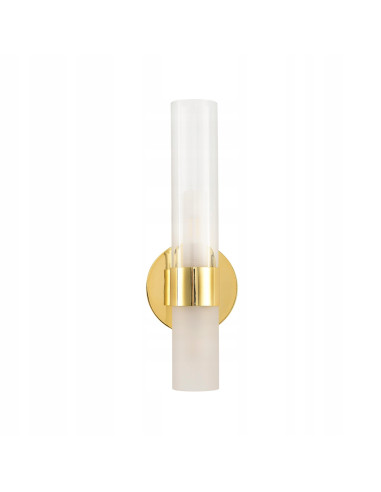 Kinkiet CANDELA w stylu nowoczesnym - złota lampa ścienna z podwójnymi kloszami do eleganckich wnętrz.