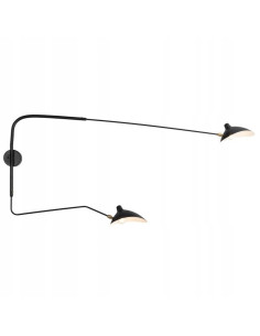 Kinkiet Crane 2W z regulowanymi ramionami, nowoczesny czarny metal, elegancka lampa do sypialni z 2 punktami świetlnymi