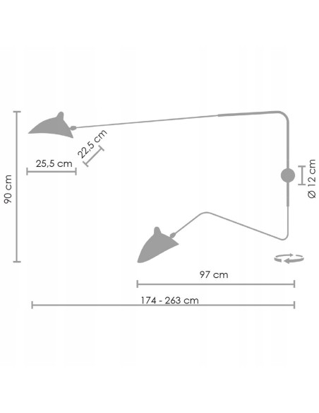 Kinkiet Crane 2W z regulowanymi ramionami, nowoczesny czarny metal, elegancka lampa do sypialni z 2 punktami świetlnymi