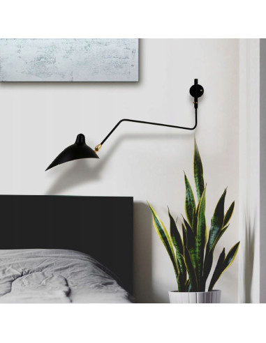 Lampa ścienna CRANE-1W z regulowanym ramieniem – minimalistyczny kinkiet do nowoczesnych wnętrz, czarny design