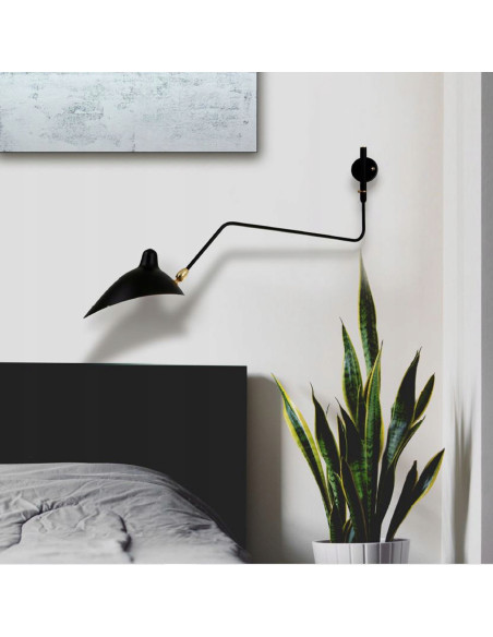 Lampa ścienna CRANE-1W z regulowanym ramieniem – minimalistyczny kinkiet do nowoczesnych wnętrz, czarny design
