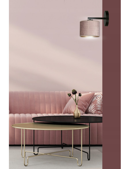 Lampa ścienna HILDE K1 BL z różowym welurowym kloszem – nowoczesne oświetlenie do eleganckiego salonu