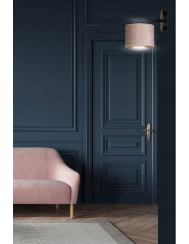 Lampa ścienna HILDE K1 BL z różowym welurowym kloszem – nowoczesne oświetlenie do eleganckiego salonu