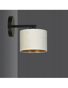 Lampa ścienna HILDE K1 BL - elegancki abażur do sypialni, nowoczesny design, czarna z złotymi akcentami, E27. 2