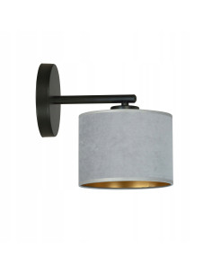Lampa ścienna HILDE K1 BL - elegancki kinkiet z tkaniny w szaro-złotym wykończeniu do nowoczesnych wnętrz.