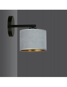 Lampa ścienna HILDE K1 BL - elegancki kinkiet z tkaniny w szaro-złotym wykończeniu do nowoczesnych wnętrz. 2