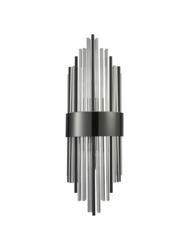 Elegancki kinkiet DRACO w czerni, 2 źródła E14, kryształowy design glamour do korytarza i holu.