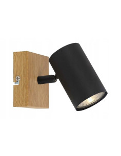 Kinkiet Quentin w stylu skandynawskim - minimalizm metalowo-drewniany w czerni, beżu lub brązie