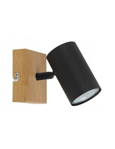 Kinkiet Quentin w stylu skandynawskim - minimalizm metalowo-drewniany w czerni, beżu lub brązie 2