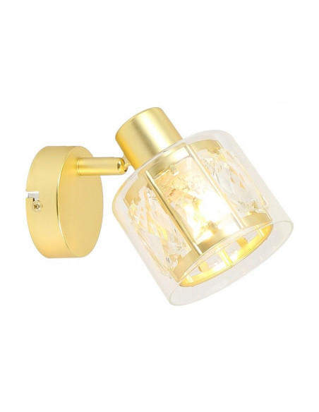 Kinkiet Elmo w złocie z kryształami – eleganckie oświetlenie glamour z podwójnym kloszem do każdego wnętrza