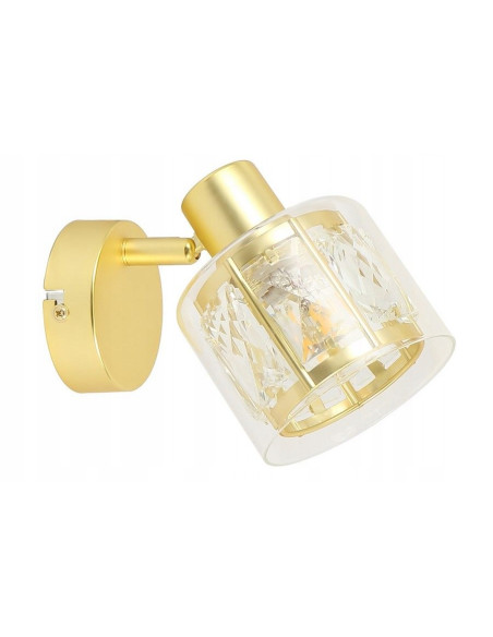 Kinkiet Elmo w złocie z kryształami – eleganckie oświetlenie glamour z podwójnym kloszem do każdego wnętrza