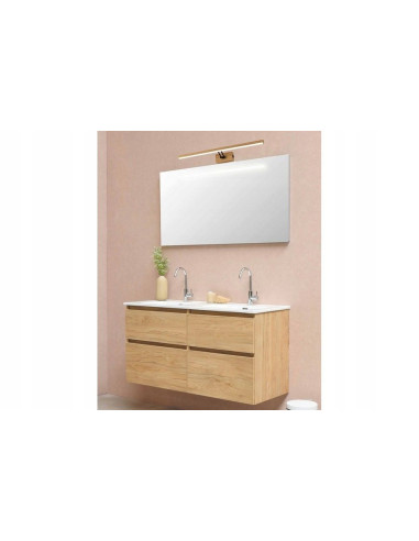 Kinkiet LED Lester z drewnianym wzorem - 60 cm, nowoczesny design, dostępny w trzech kolorach do wnętrz skandynawskich.