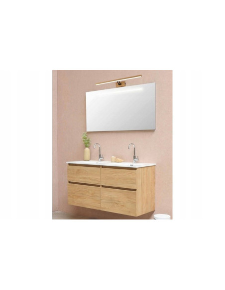 Kinkiet LED Lester z drewnianym wzorem - 60 cm, nowoczesny design, dostępny w trzech kolorach do wnętrz skandynawskich.