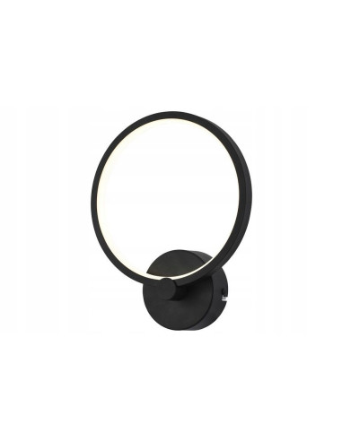 Lampa LED RING Black, nowoczesny kinkiet 8W, 640lm, energooszczędna, do sypialni i salonu, elegancki design.