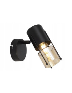 Kinkiet industrialny Scottie z bursztynowym szkłem - czarny, regulowany, nowoczesny do loftowych wnętrz