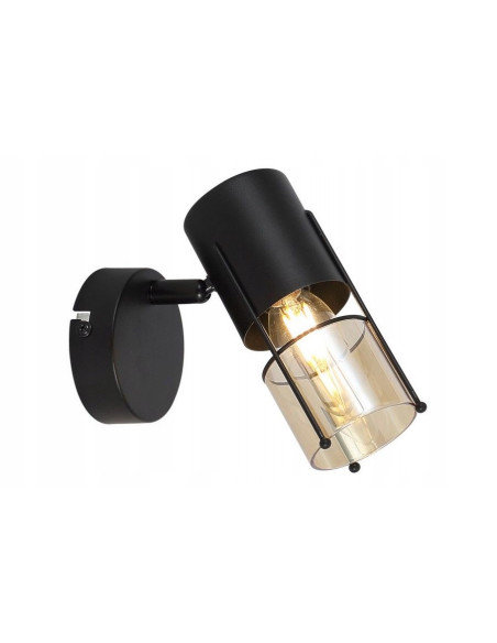 Kinkiet industrialny Scottie z bursztynowym szkłem - czarny, regulowany, nowoczesny do loftowych wnętrz