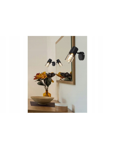 Kinkiet industrialny Scottie z bursztynowym szkłem - czarny, regulowany, nowoczesny do loftowych wnętrz