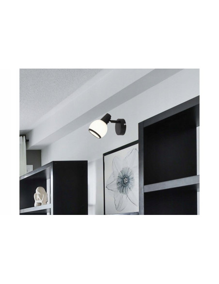 Elegancki reflektor ścienny Loris w czerni z kloszem - stylowe oświetlenie do korytarza i klatki schodowej