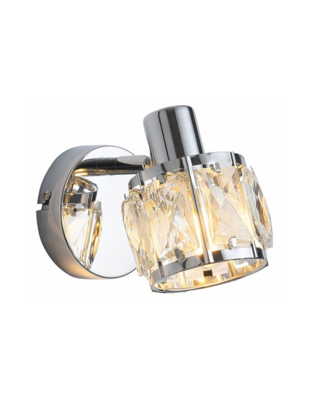 Kinkiet kryształowy Crownie z regulacją, chromowany, elegancka lampa w stylu glamour do nowoczesnych wnętrz