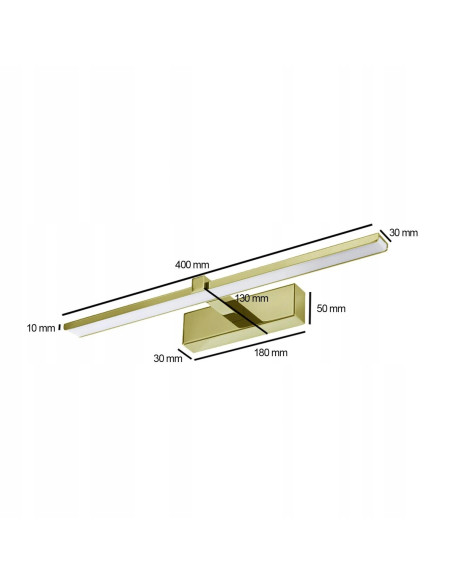 Nowoczesna lampa łazienkowa VENUS 8W 40cm LED w kolorze złotym - elegancki kinkiet do lustra ProVero