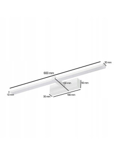 Kinkiet LED VENUS 60 cm biały do łazienki, oświetlenie nad lustro, IP44, elegancki design, neutralne światło 4200K 2