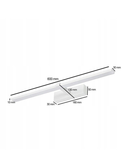 Kinkiet LED VENUS 60 cm biały do łazienki, oświetlenie nad lustro, IP44, elegancki design, neutralne światło 4200K