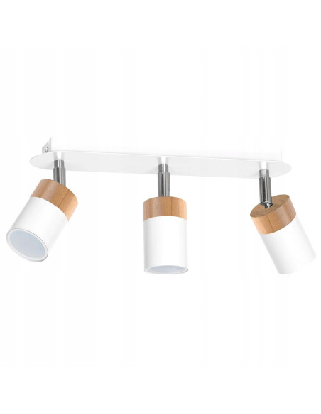 Lampa sufitowa JOKER WHITE/WOOD z regulacją, metalowa, 3-punktowa – nowoczesne oświetlenie do łazienki.