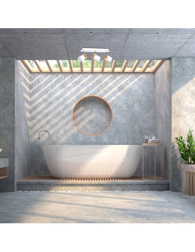 Lampa sufitowa JOKER WHITE/WOOD z regulacją, metalowa, 3-punktowa – nowoczesne oświetlenie do łazienki.