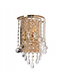 Lampa glamour K-E 1346/2W z kryształami i złotym wykończeniem – elegancja do sypialni i salonu