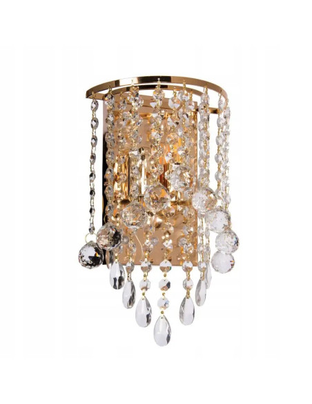 Lampa glamour K-E 1346/2W z kryształami i złotym wykończeniem – elegancja do sypialni i salonu