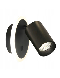 Reflektor ścienny Parma GU10 z wymiennymi obręczami, czarny metal, regulowane oświetlenie do nowoczesnych wnętrz