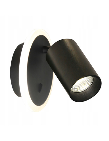 Reflektor ścienny Parma GU10 z wymiennymi obręczami, czarny metal, regulowane oświetlenie do nowoczesnych wnętrz