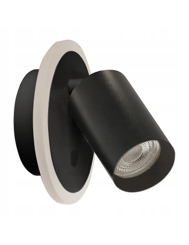 Reflektor ścienny Parma GU10 z wymiennymi obręczami, czarny metal, regulowane oświetlenie do nowoczesnych wnętrz