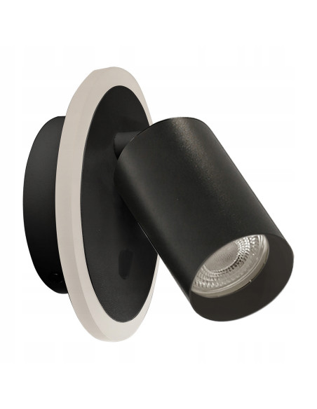 Reflektor ścienny Parma GU10 z wymiennymi obręczami, czarny metal, regulowane oświetlenie do nowoczesnych wnętrz