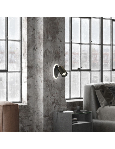 Reflektor ścienny Parma GU10 z wymiennymi obręczami, czarny metal, regulowane oświetlenie do nowoczesnych wnętrz