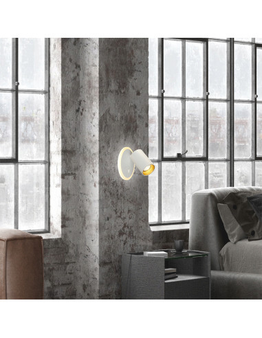 Lampa ścienna Parma z ruchomym reflektorem - eleganckie oświetlenie do biura i przedpokoju w białym i złotym kolorze