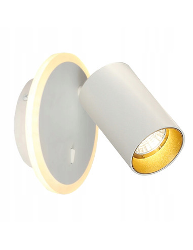 Lampa ścienna Parma z ruchomym reflektorem - eleganckie oświetlenie do biura i przedpokoju w białym i złotym kolorze