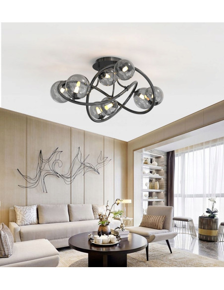 Lampa sufitowa NANCY w czarnym chromie z efektem świetlnej orbity - nowoczesne oświetlenie do wnętrz minimalistycznych