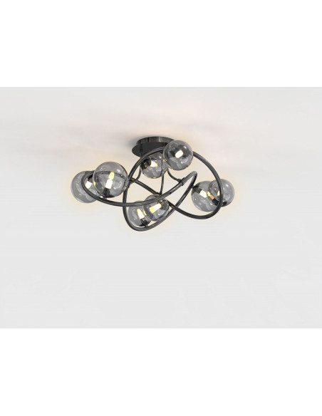 Lampa sufitowa NANCY w czarnym chromie z efektem świetlnej orbity - nowoczesne oświetlenie do wnętrz minimalistycznych