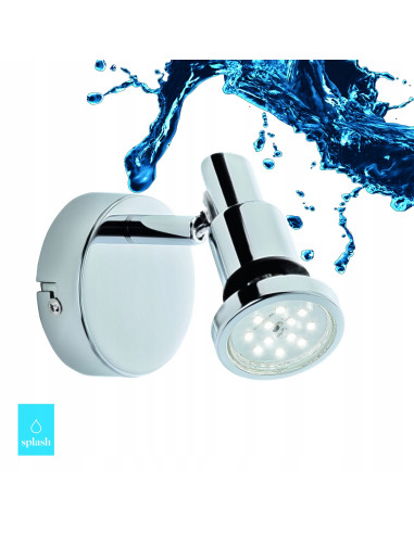 Reflektor ścienny Briloner GU10 okrągły, srebrny IP44, chromowany, LED 4.8W, nowoczesny design do łazienki i wnętrz.