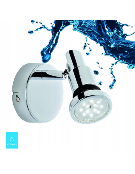 Reflektor ścienny Briloner GU10 okrągły, srebrny IP44, chromowany, LED 4.8W, nowoczesny design do łazienki i wnętrz.