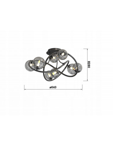 Lampa sufitowa NANCY w czarnym chromie z efektem świetlnej orbity - nowoczesne oświetlenie do wnętrz minimalistycznych