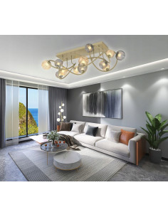 Lampa sufitowa METZ 3,5W - nowoczesny design, 12 punktów świetlnych, złota i bursztynowa, idealna do hoteli i SPA 2