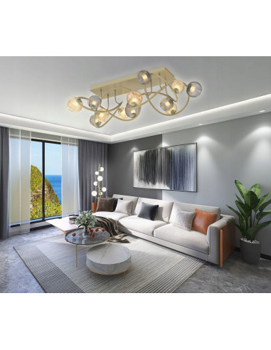 Lampa sufitowa METZ 3,5W - nowoczesny design, 12 punktów świetlnych, złota i bursztynowa, idealna do hoteli i SPA