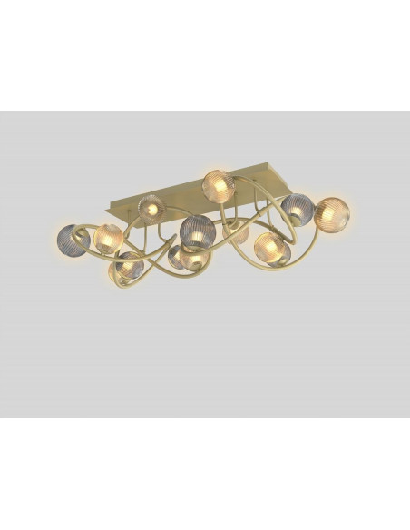 Lampa sufitowa METZ 3,5W - nowoczesny design, 12 punktów świetlnych, złota i bursztynowa, idealna do hoteli i SPA