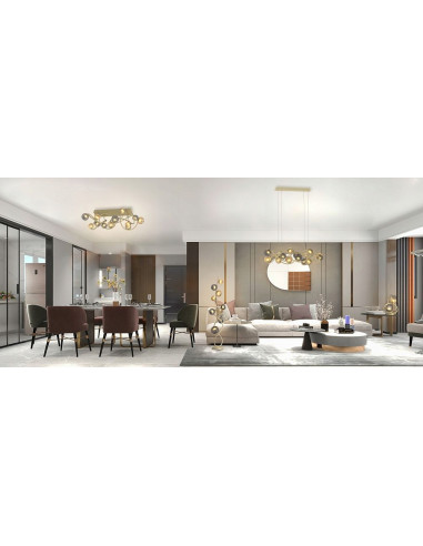 Lampa sufitowa METZ 3,5W - nowoczesny design, 12 punktów świetlnych, złota i bursztynowa, idealna do hoteli i SPA