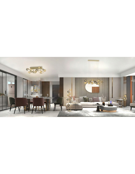 Lampa sufitowa METZ 3,5W - nowoczesny design, 12 punktów świetlnych, złota i bursztynowa, idealna do hoteli i SPA