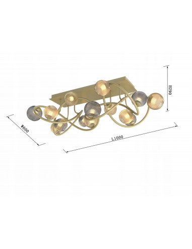 Lampa sufitowa METZ 3,5W - nowoczesny design, 12 punktów świetlnych, złota i bursztynowa, idealna do hoteli i SPA